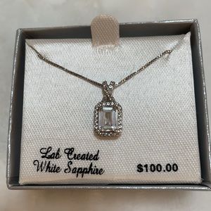 White Sapphires Necklace Sterling Silver